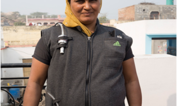 A participant for the personal exposure assessment wearing the vest containing the set of equipment